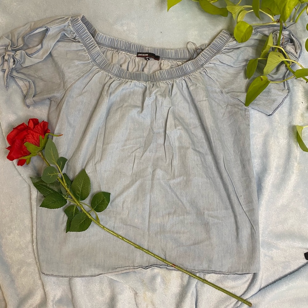 Blue off-shoulder top